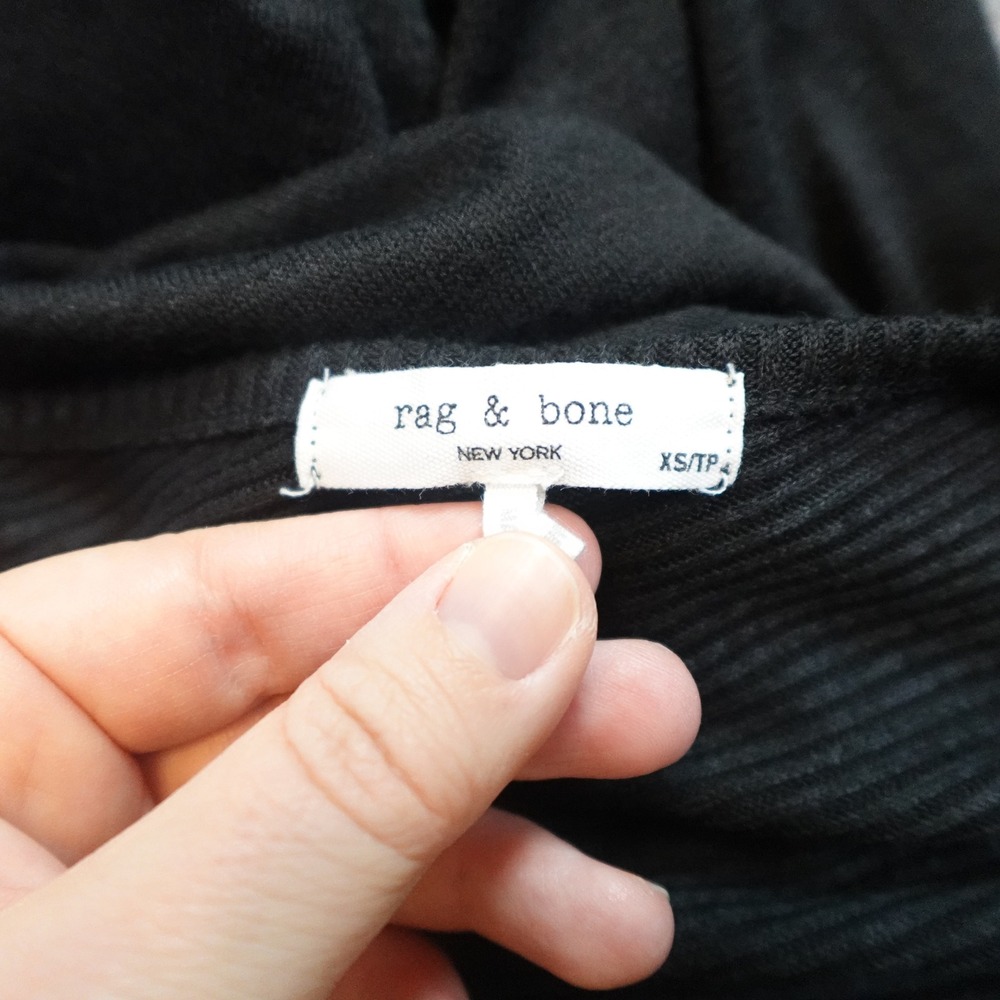 Rag and Bone Dress Women Extra Small Black Wrap Textured Mini LBD Simple TShirt - Picture 6 of 10